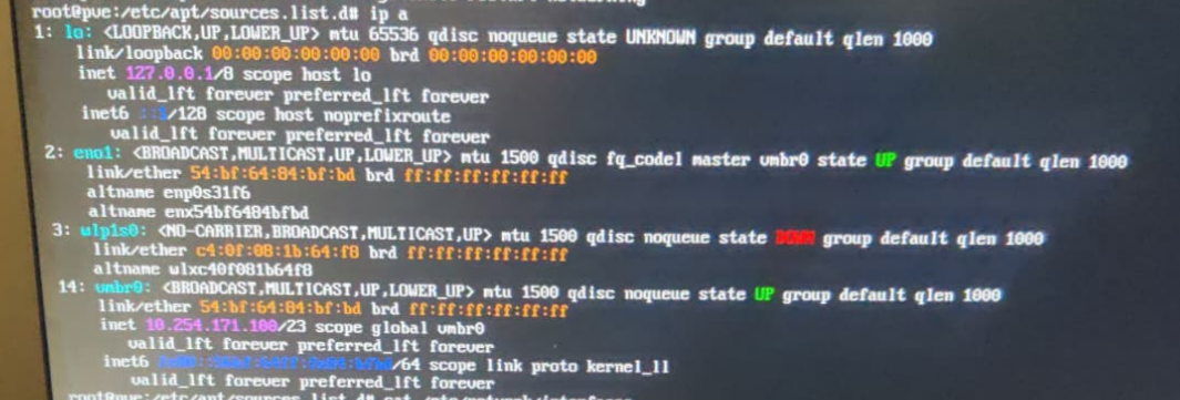ip a output