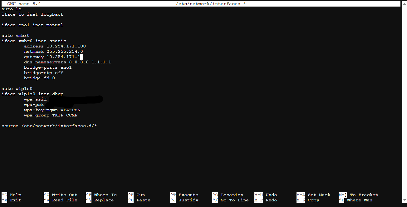 Network interfaces config